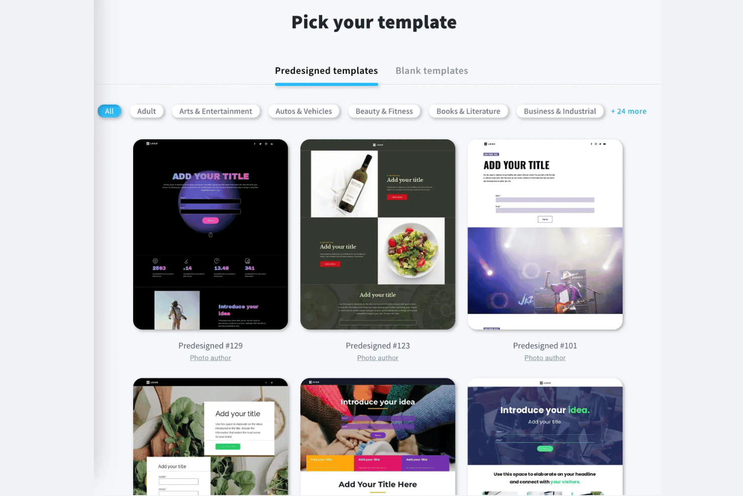GetResponse showing predesigned template library.