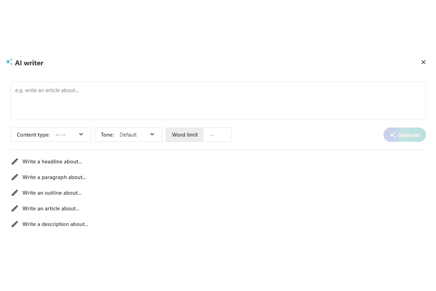 Moosend AI Writer interface