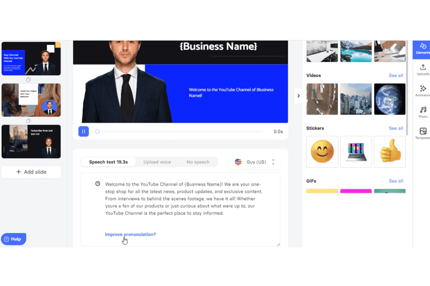 Elai.io text-to-video editor with AI avatar