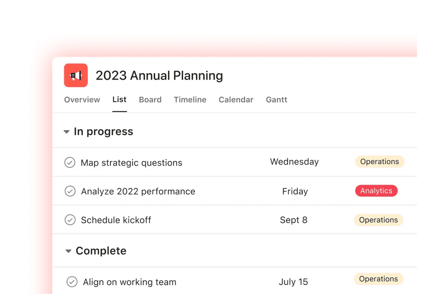 Asana screenshot