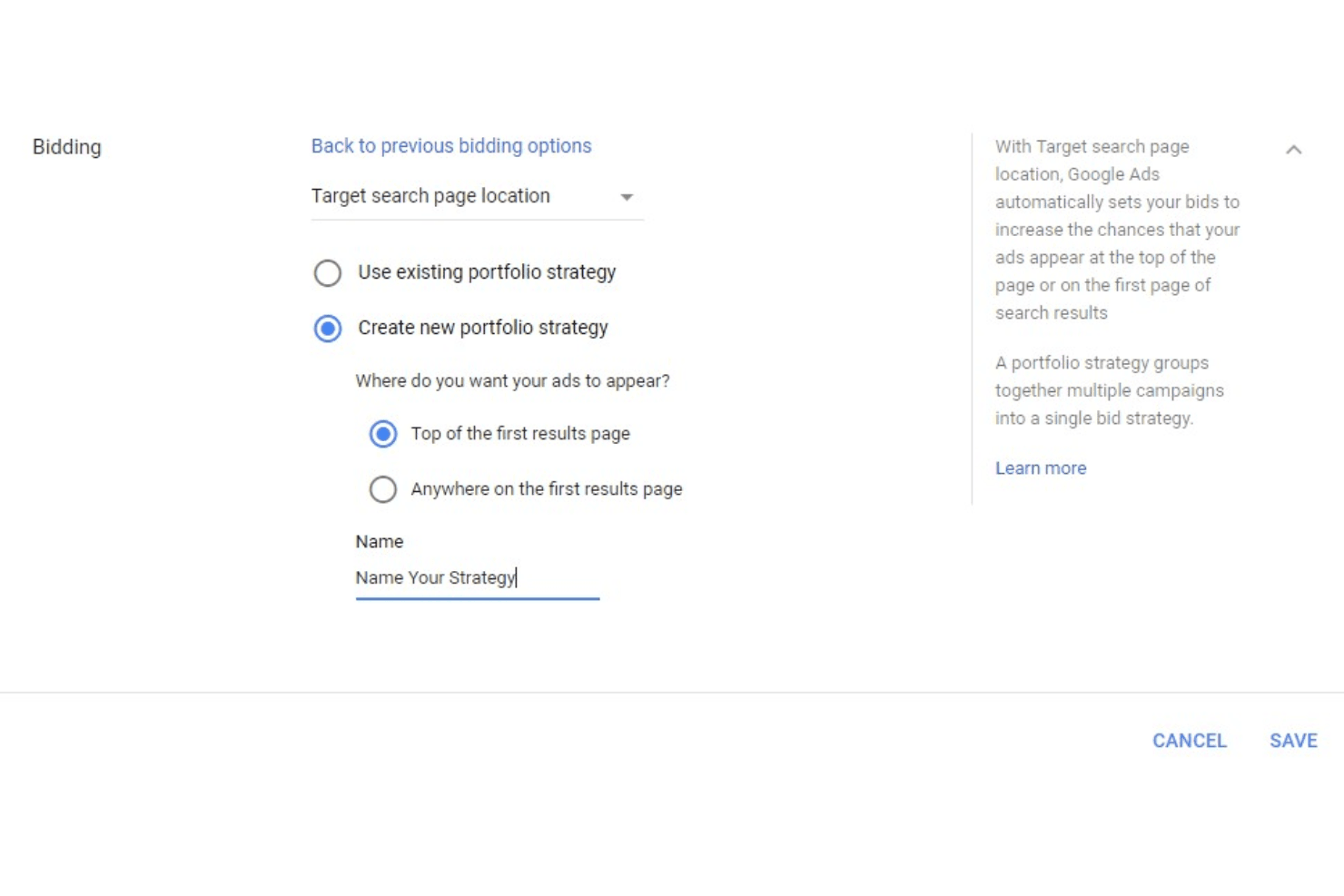 Google Ads screenshot