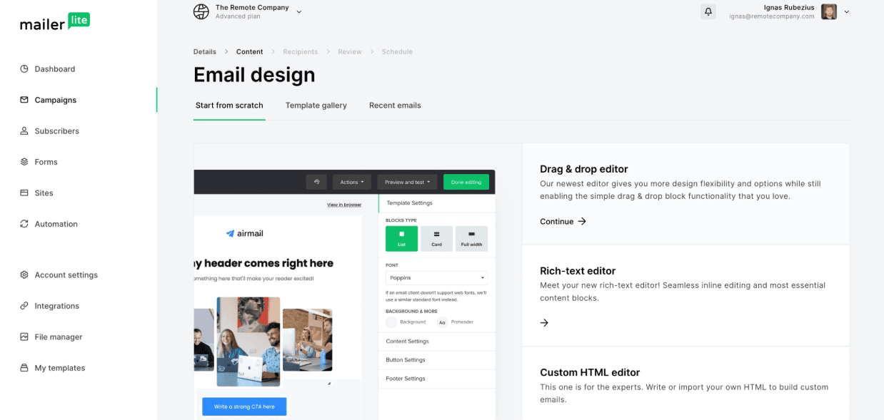 MailerLite screenshot