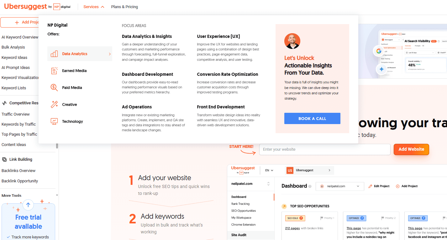 Ubersuggest screenshot