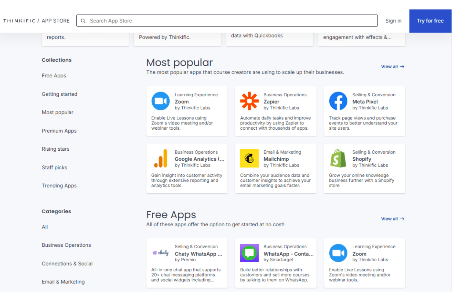 Thinkific screenshot