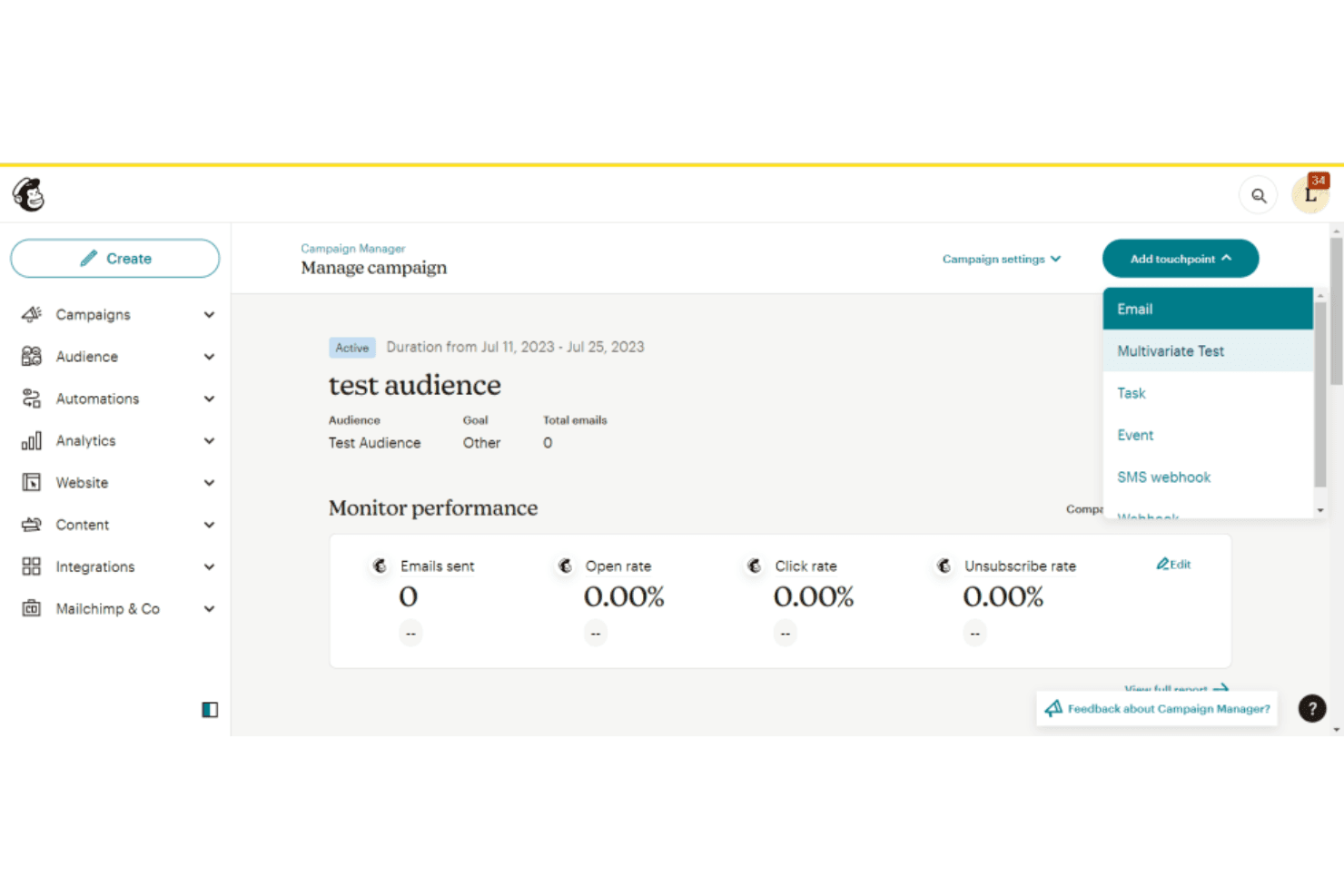 Mailchimp screenshot