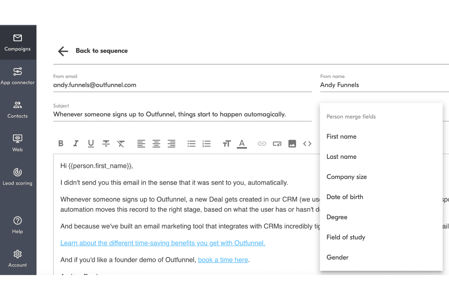 Outfunnel screenshot