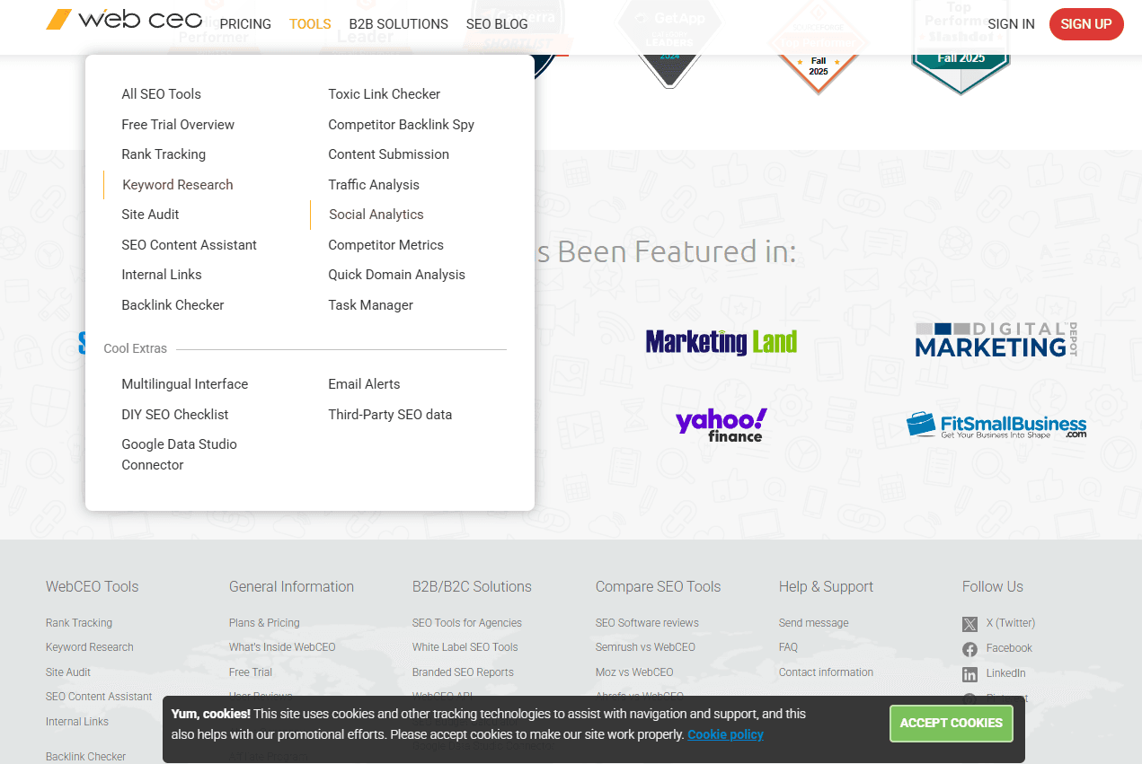 WebCEO screenshot