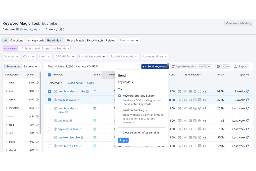 Semrush helps you research keywords and build data-driven SEO strategies.