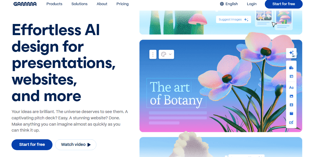 Gamma is an AI tool that helps you quickly build clean, engaging sites and slides.