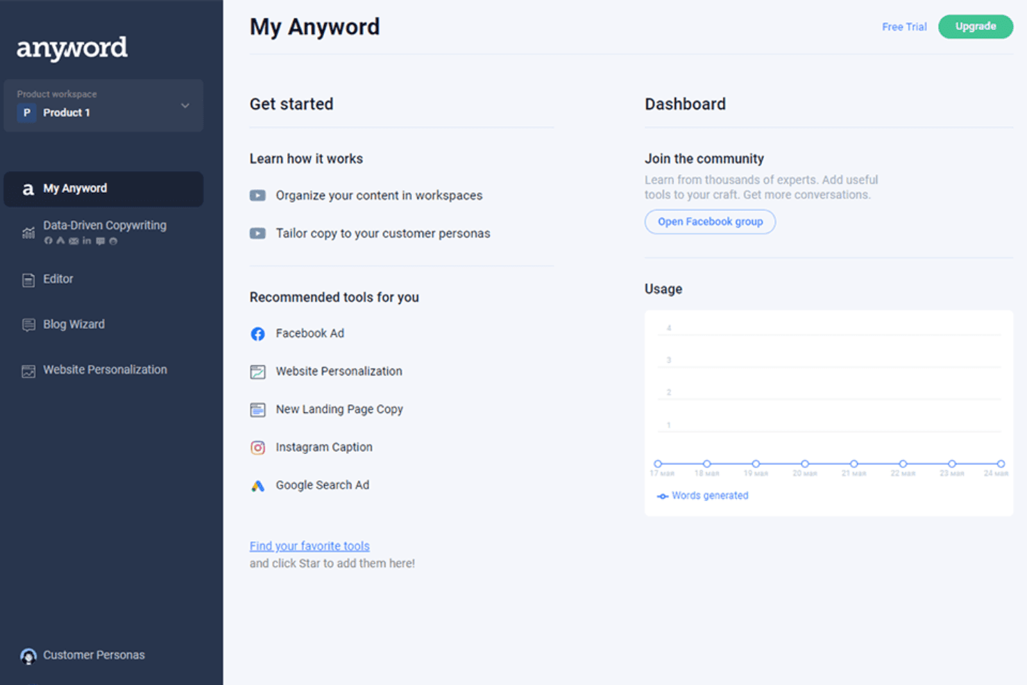 Anyword uses AI to generate optimized marketing content fast.