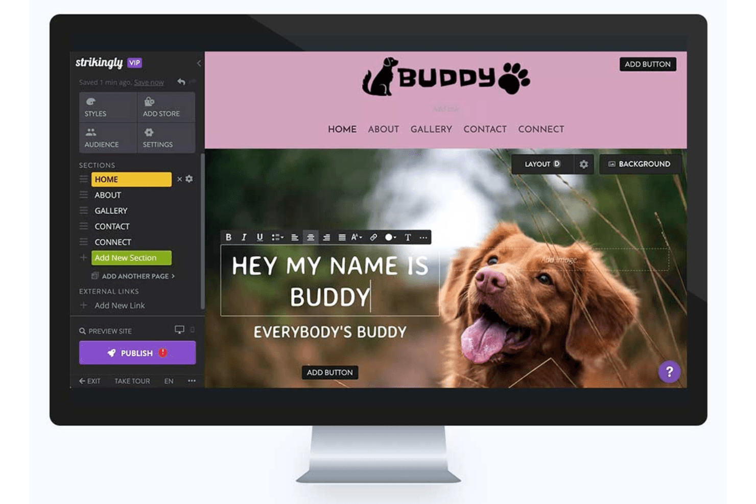Strikingly builds simple websites quickly with no coding required.