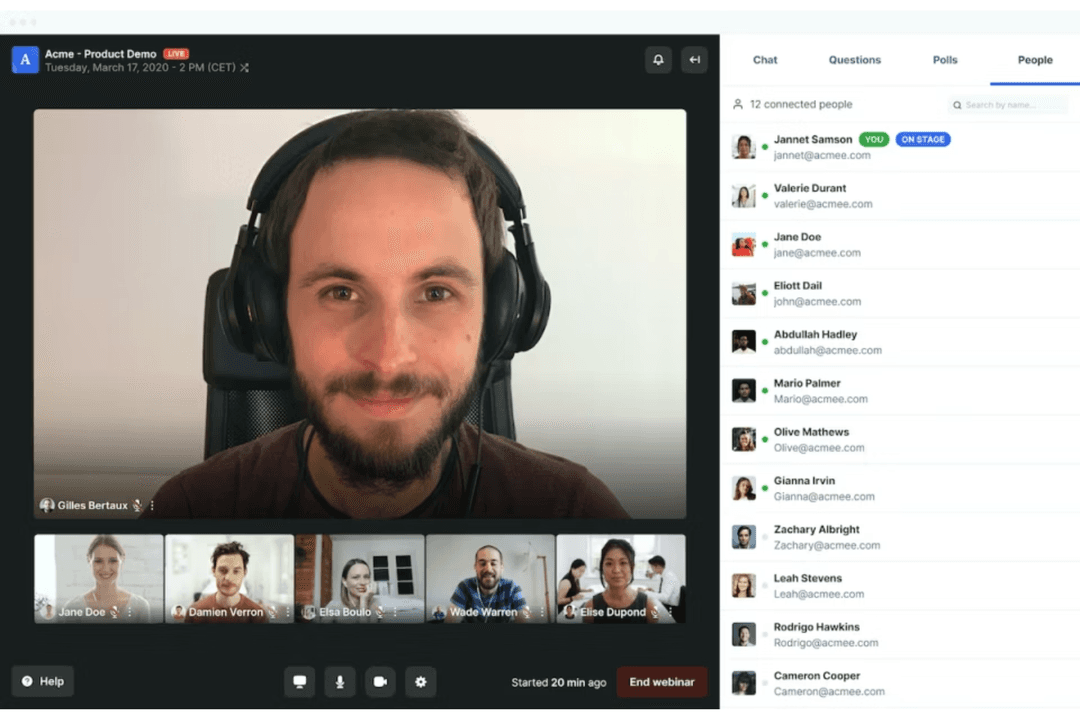 Hosts browser-based webinars with automation, engagement, and analytics.