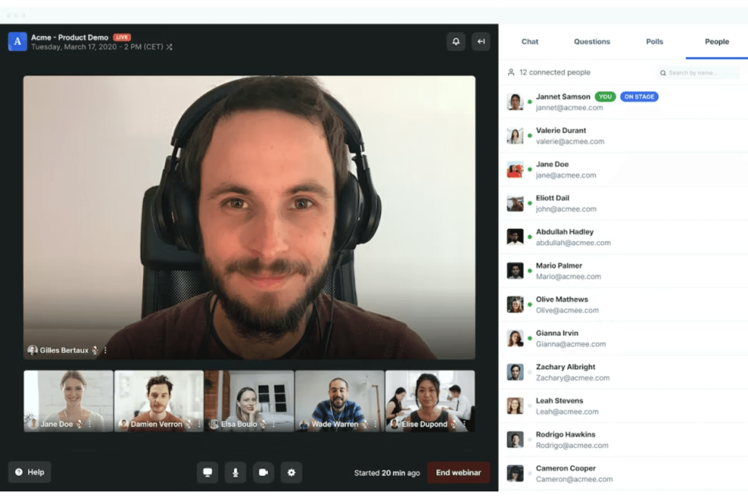 Hosts browser-based webinars with automation, engagement, and analytics.