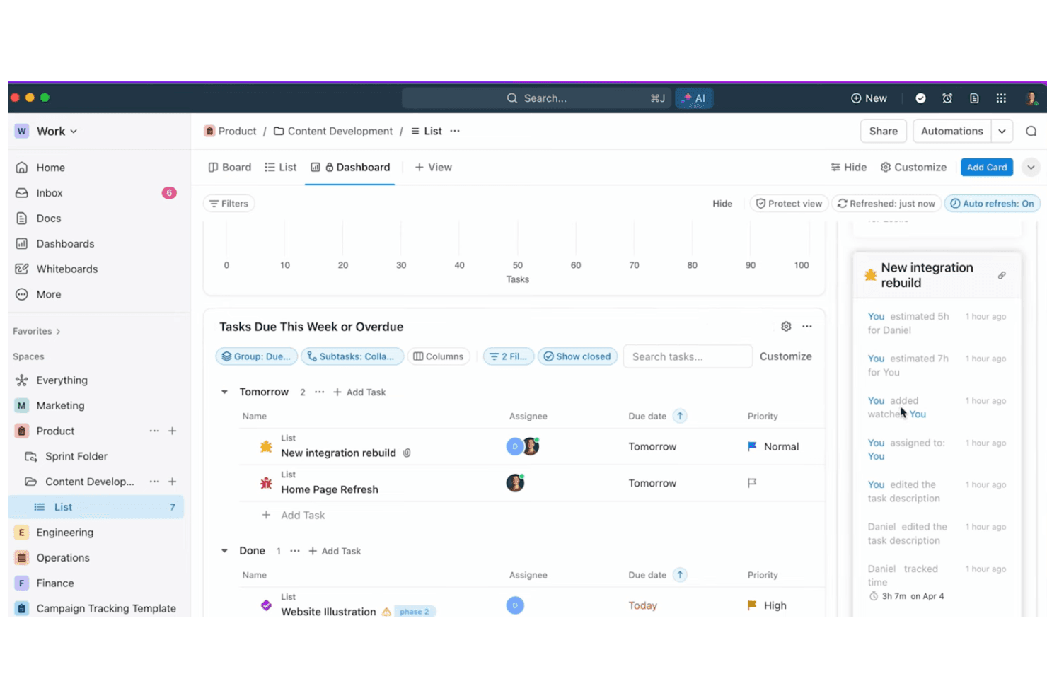 ClickUp helps teams manage projects, tasks, and workflows in one platform.