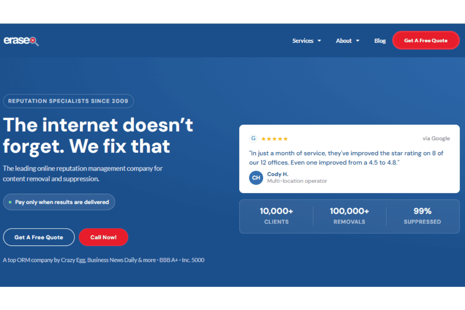 Erase.com helps remove harmful content and protect online reputation.