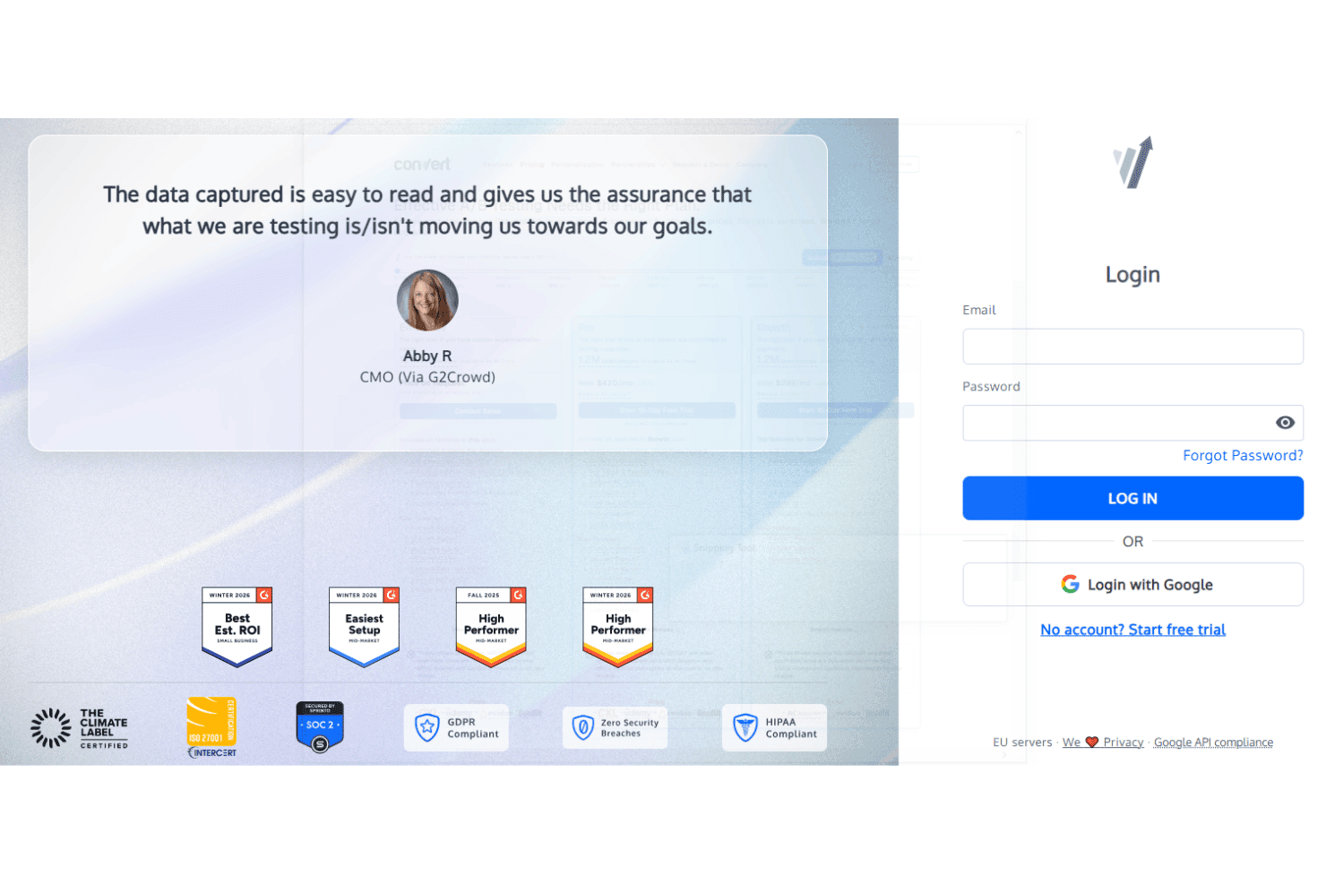 Convert Experiences onboarding with account managers and training resources.