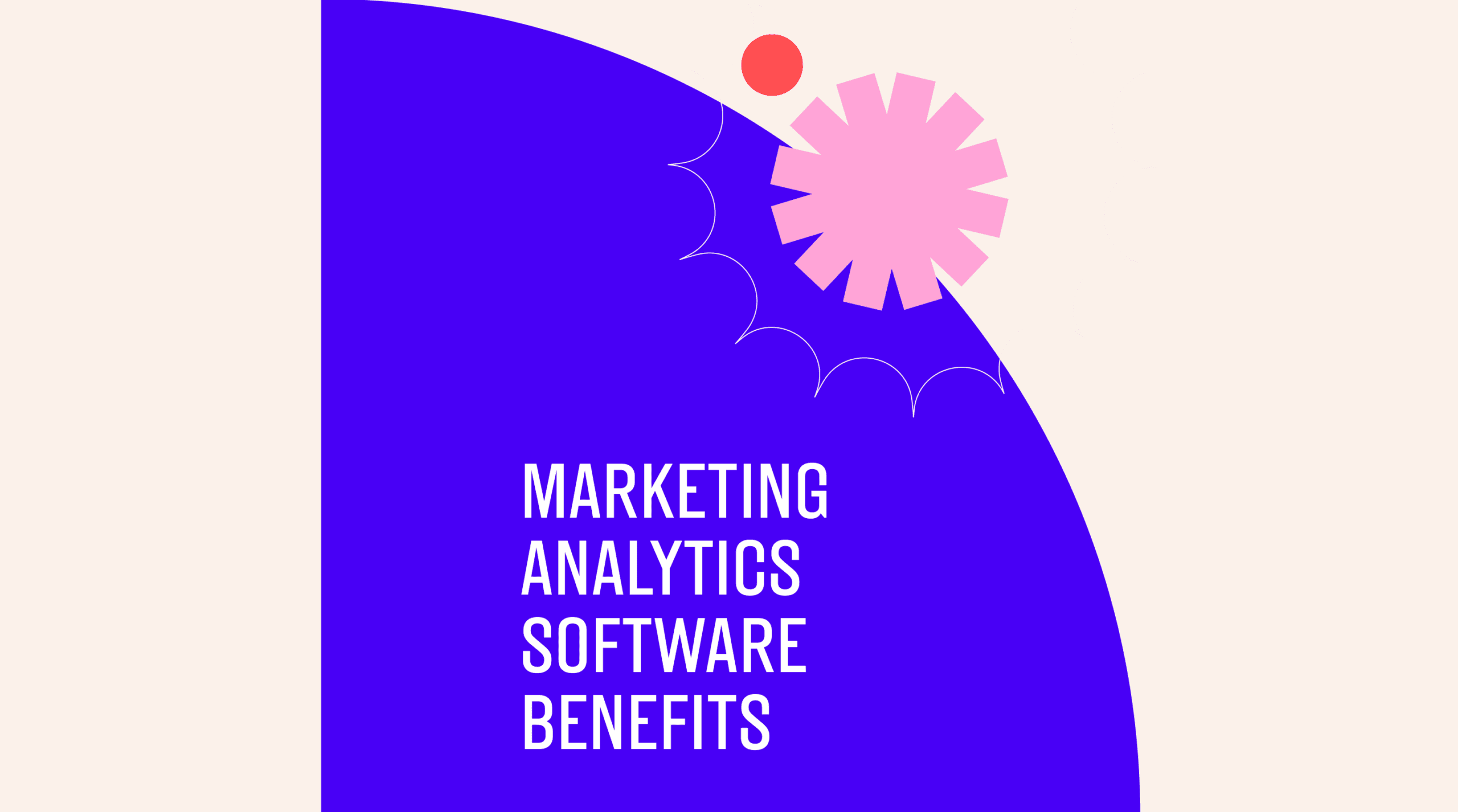 Marketing analytics software text on blue and white background