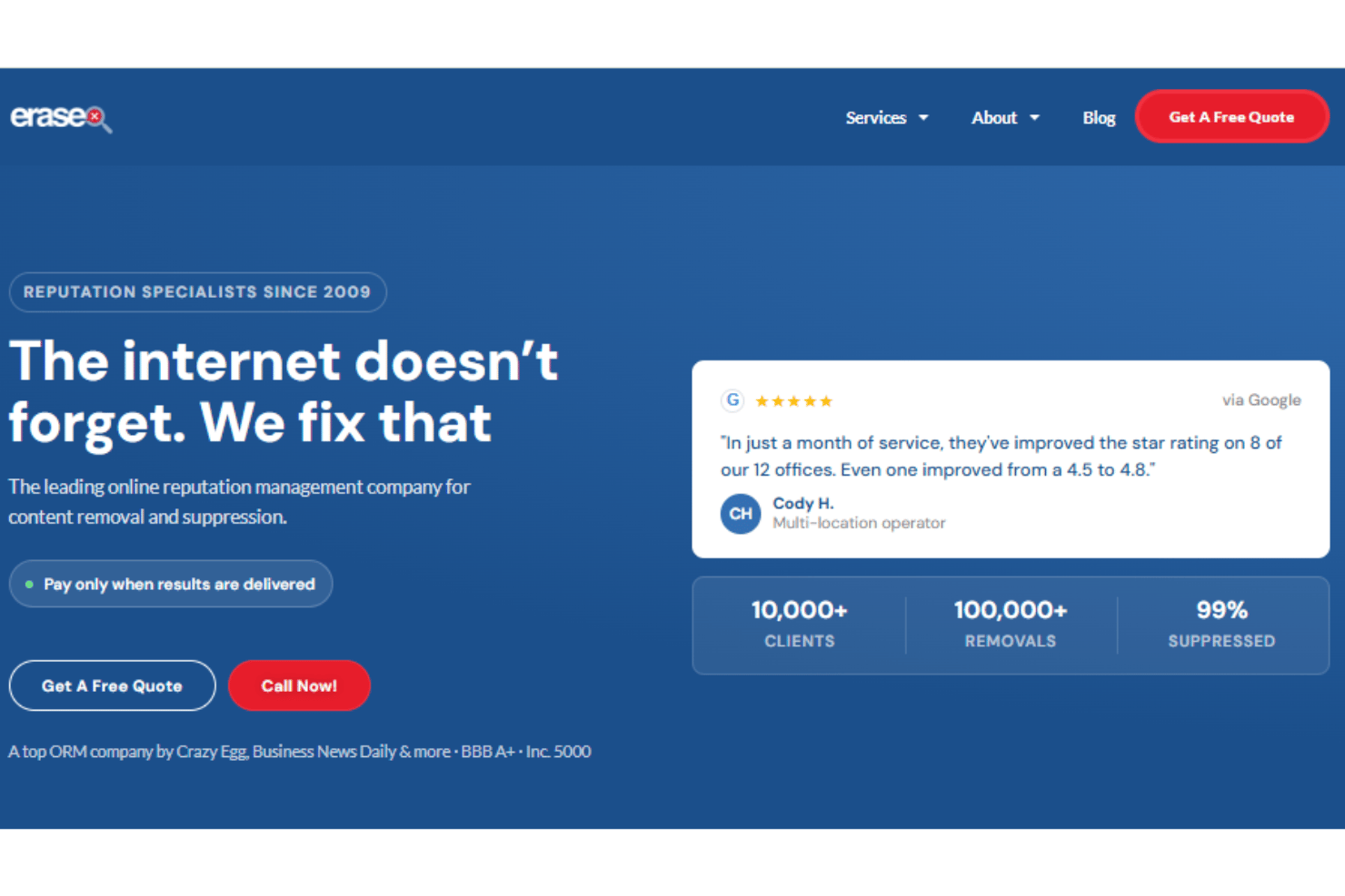 Erase.com helps remove harmful content and protect online reputation.