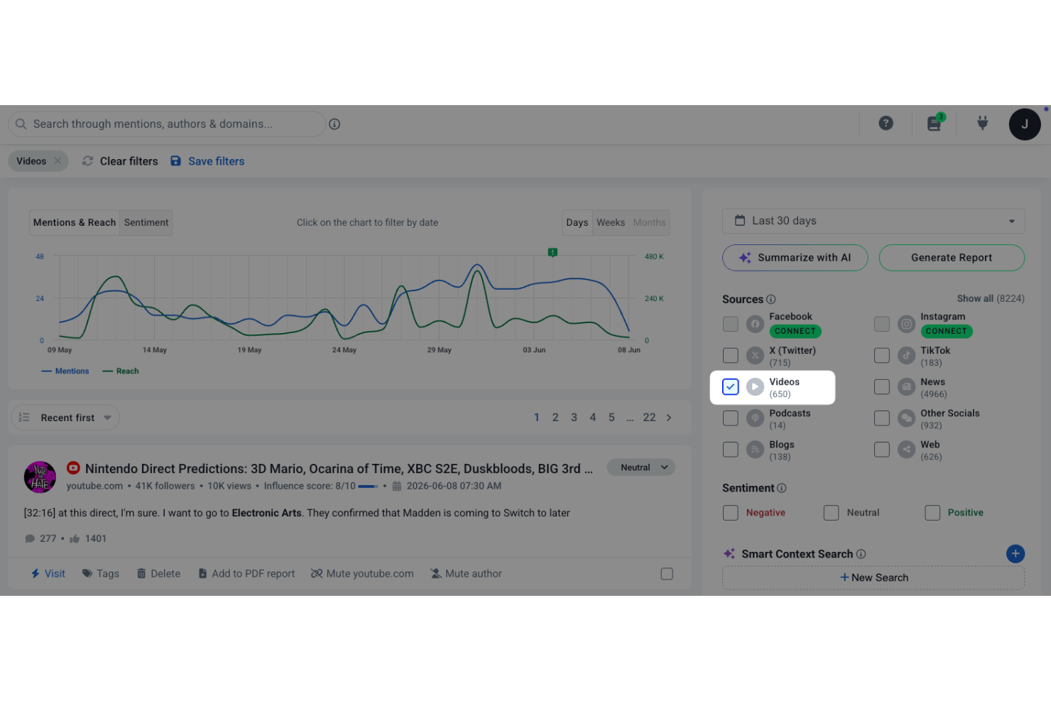 Brand24 spoken YouTube mentions