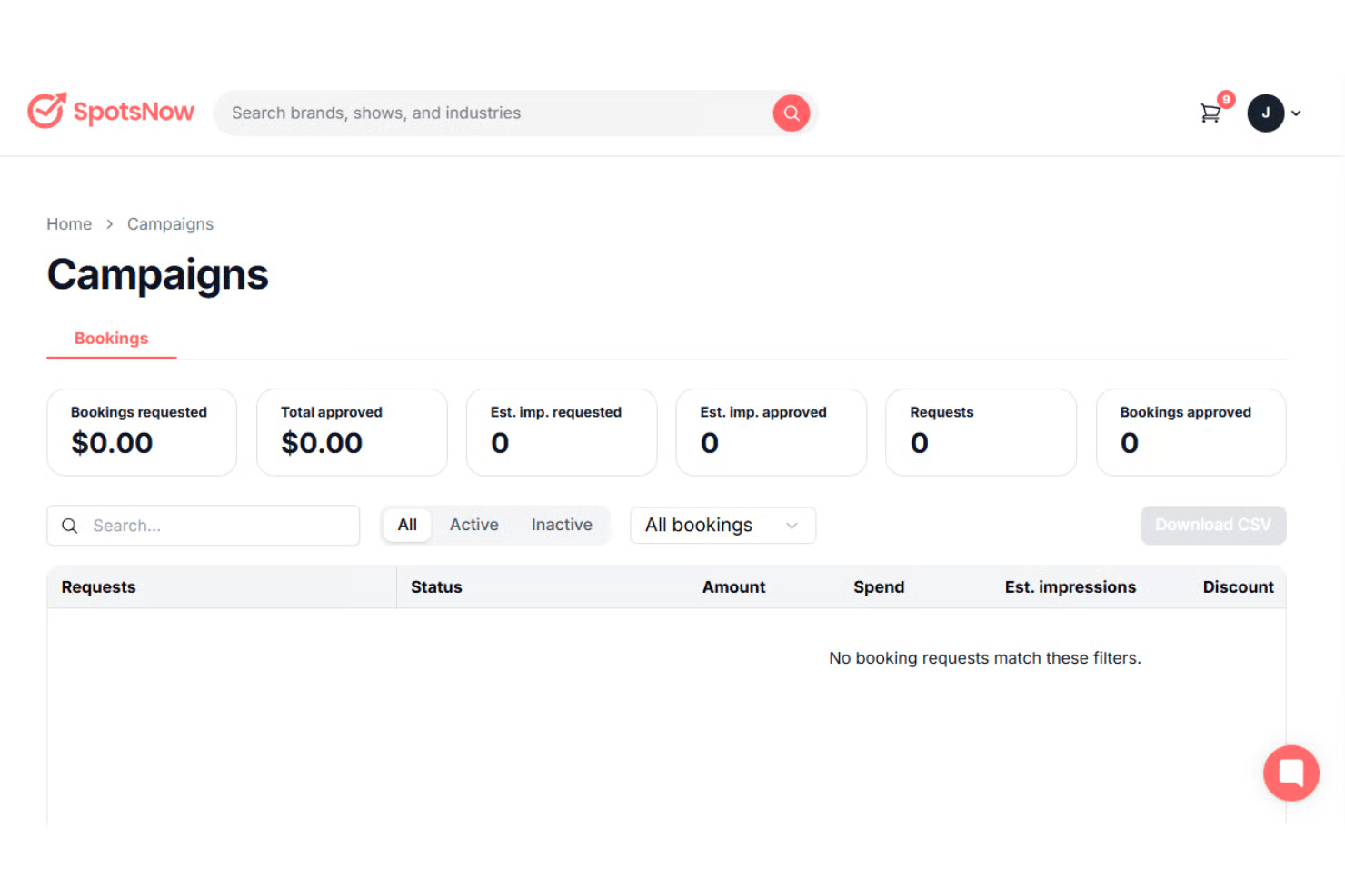 SpotsNow dashboard
