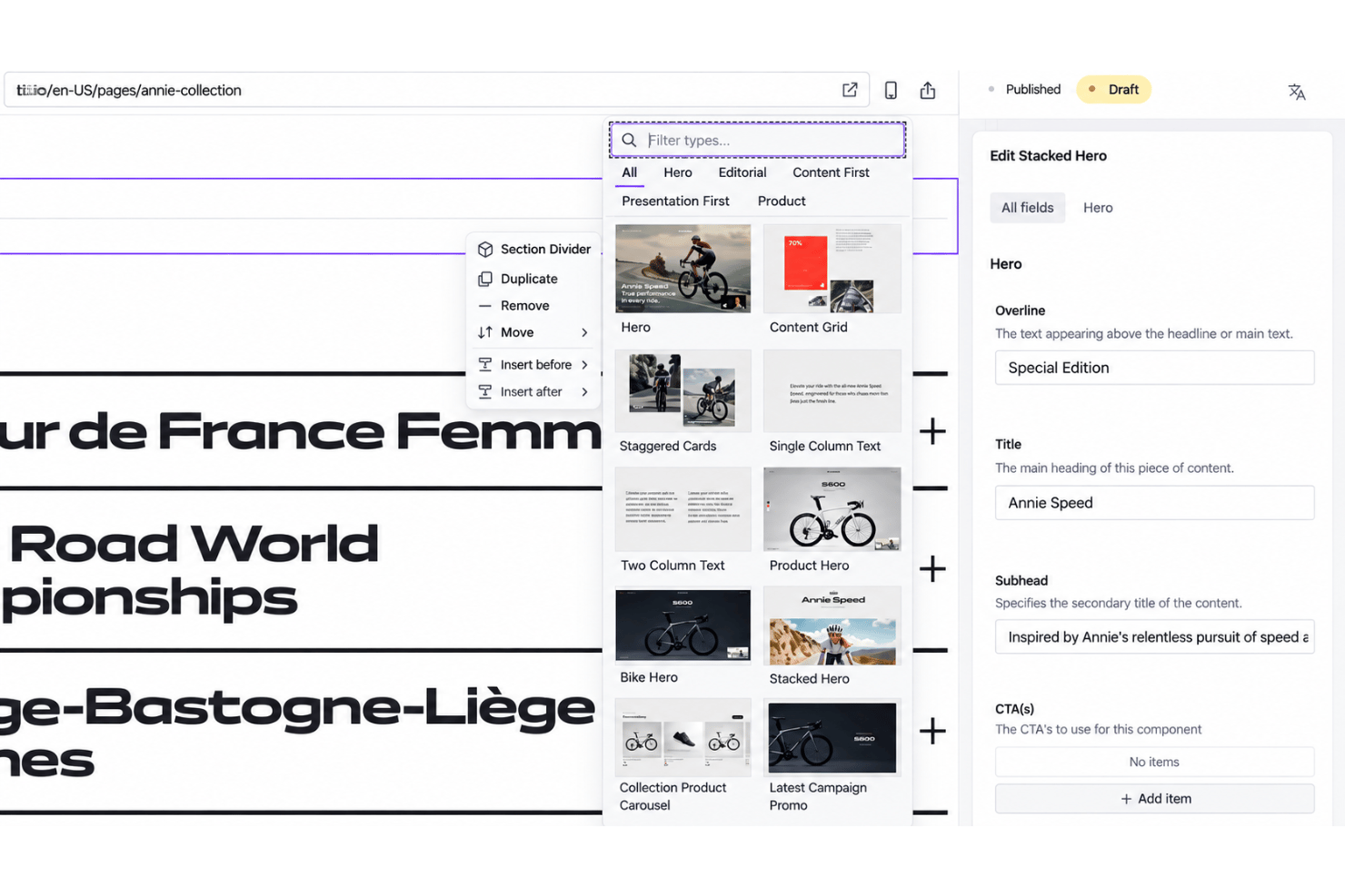 Sanity.io Studio with custom fields, workflows, plugins, and components.