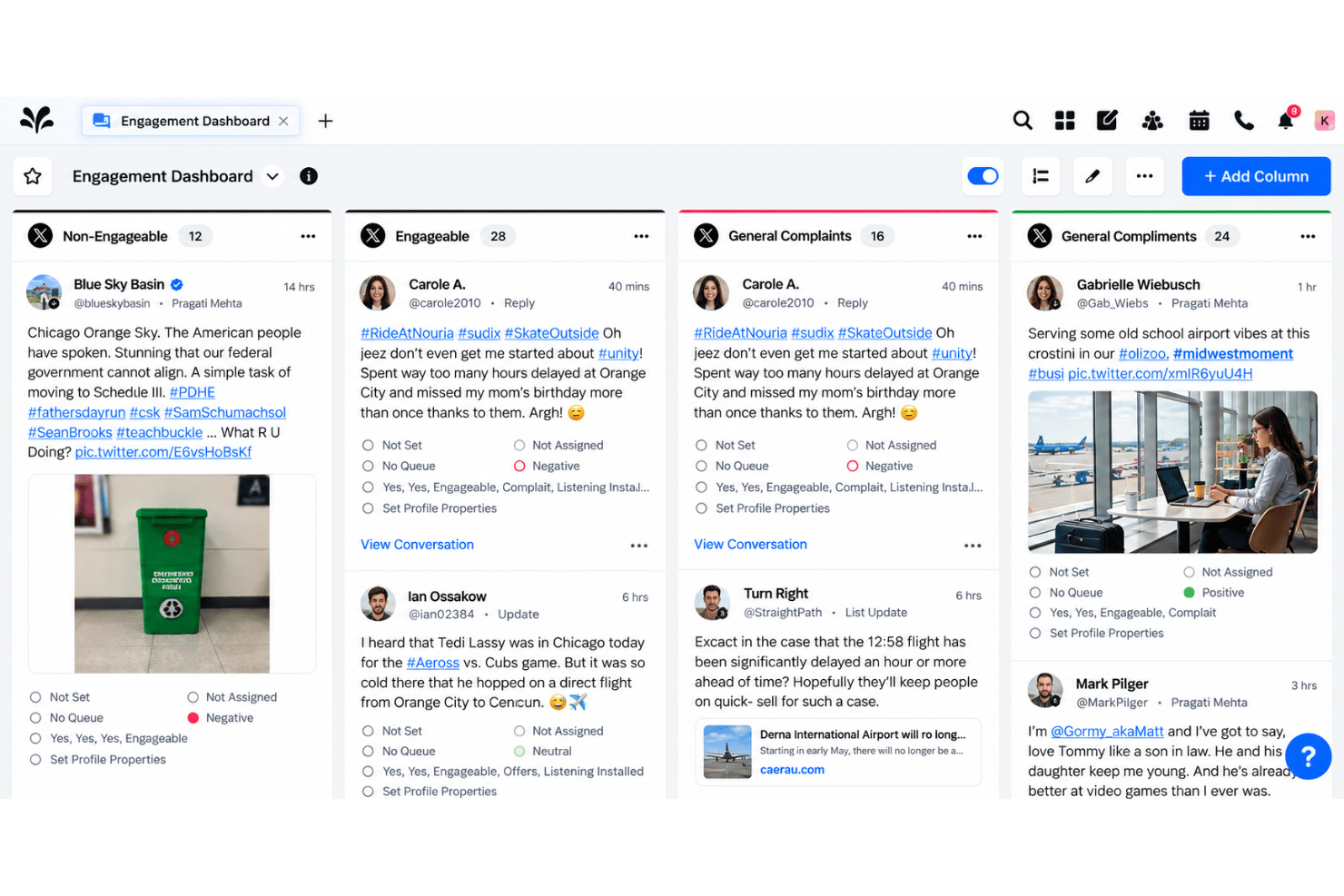 Sprinklr sentiment analysis with positive, neutral, and negative mentions.