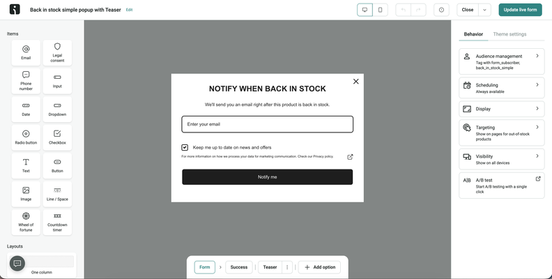 Omnisend Expands Signup Form Subscription and Redirect Options