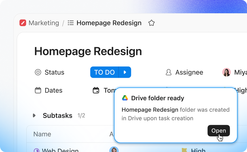 ClickUp Adds Google Drive Automations and Advanced Workload Planning