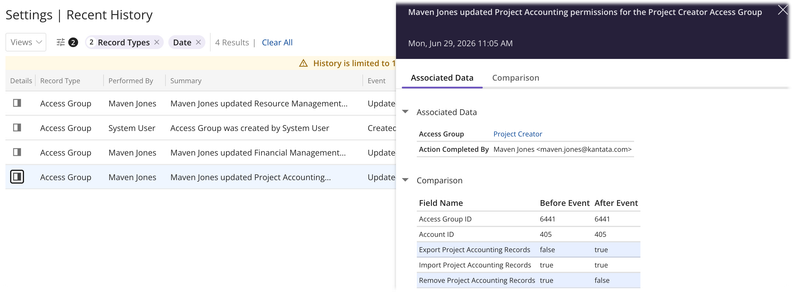 Kantata Adds Access Group Change History