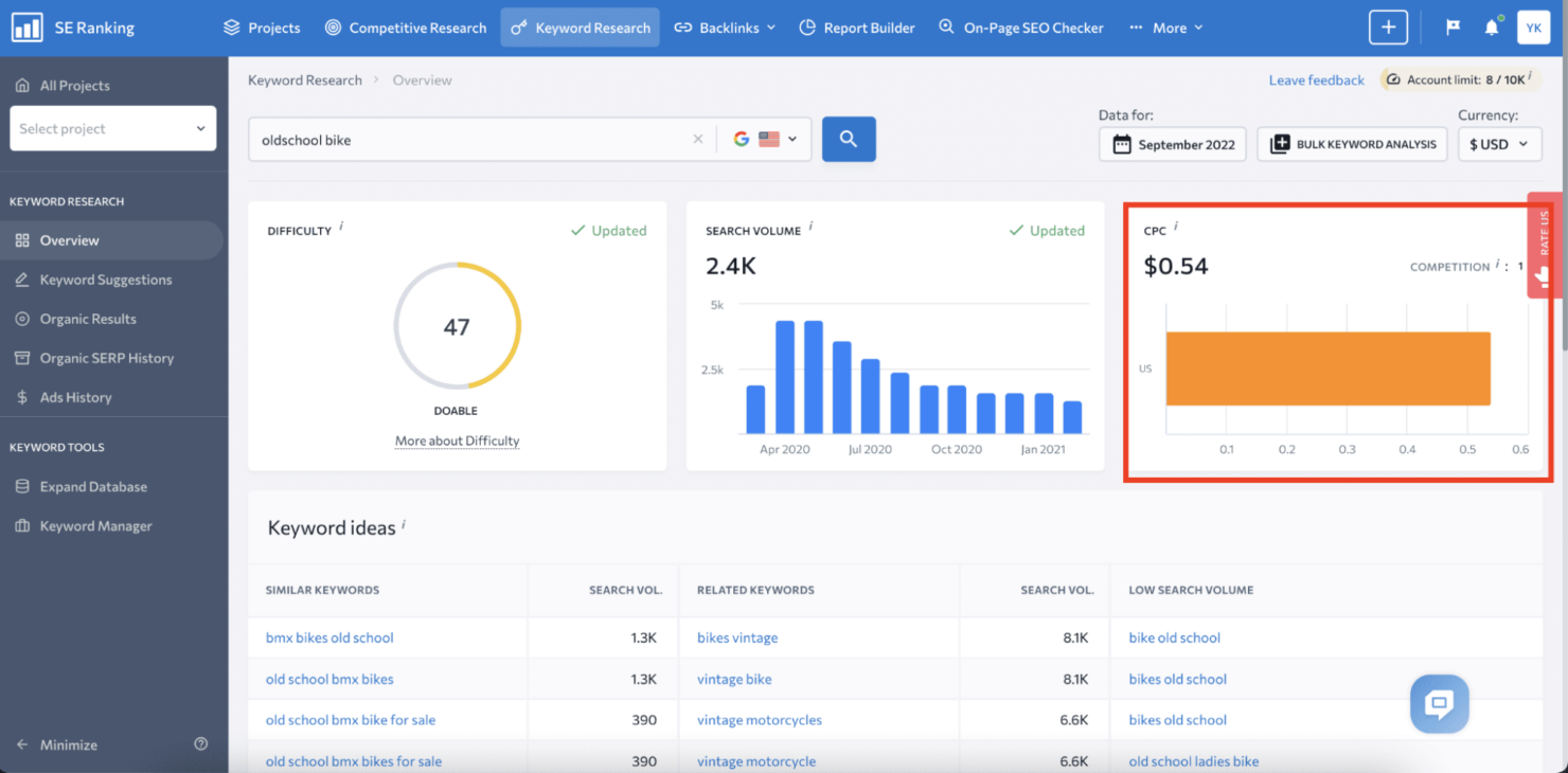 screenshot - SE Ranking Review: Pros, Cons, Features and Pricing