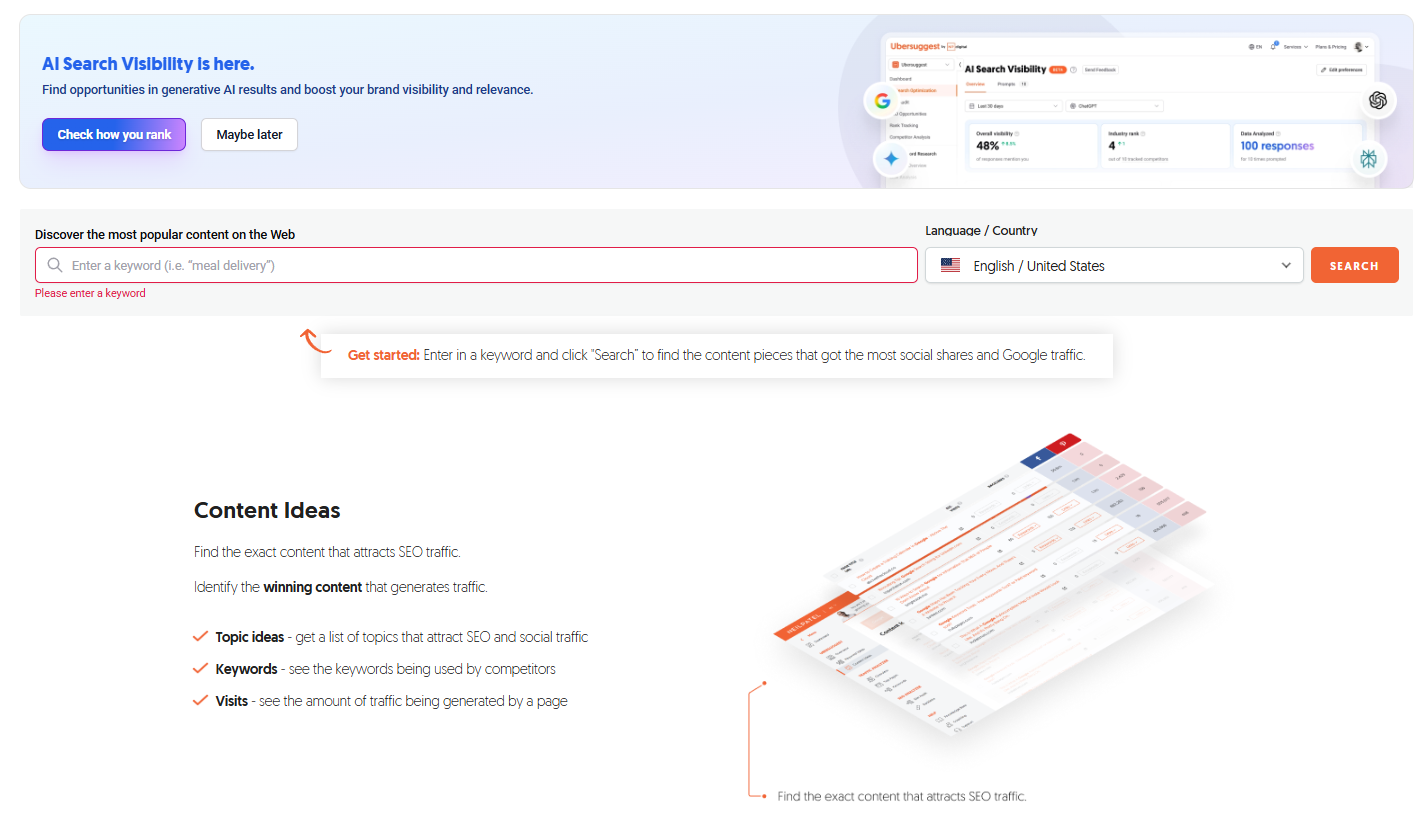 screenshot - Ubersuggest Review: Pros, Cons, Features and Pricing