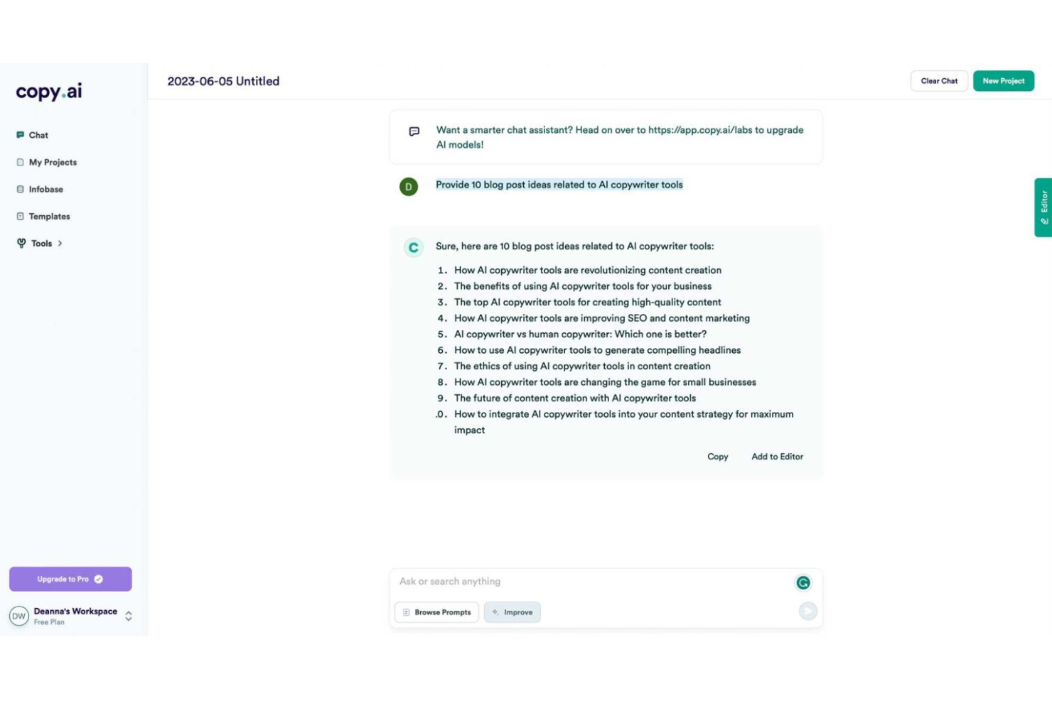 screenshot - Copy.ai Review: Pros, Cons, Features and Pricing