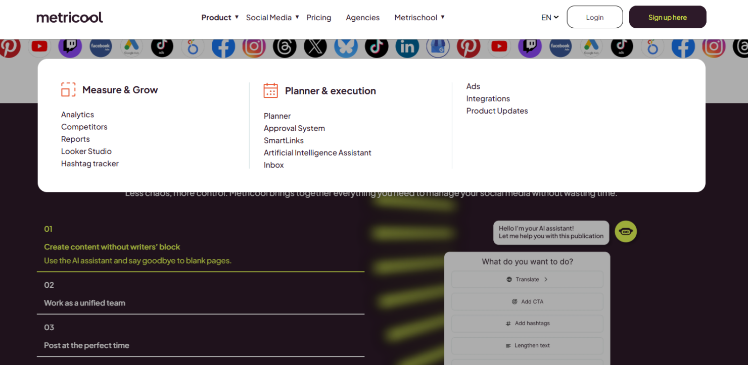 screenshot - Metricool Review: Pros, Cons, Features and Pricing