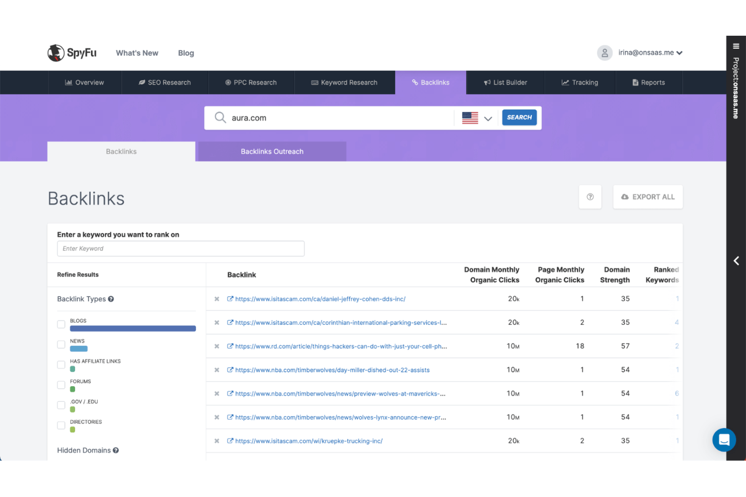 screenshot - SpyFu Review: Pros, Cons, Features and Pricing