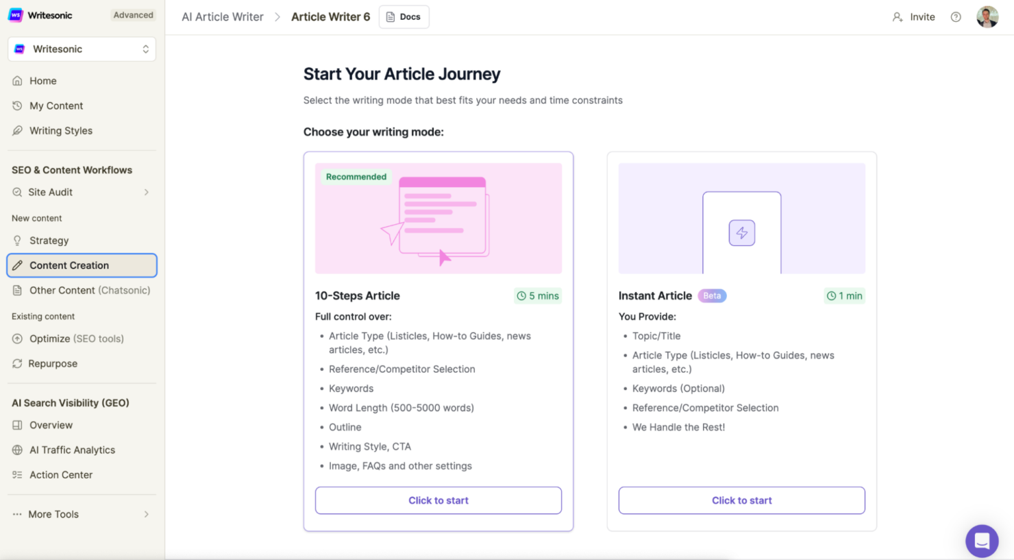 screenshot - Writesonic Review: Pros, Cons, Features, and Pricing Explained