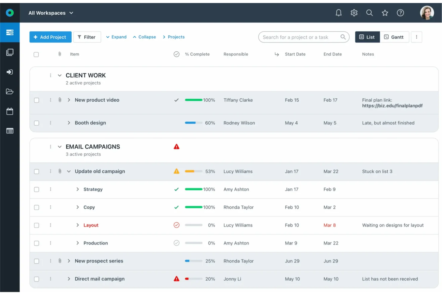Workzone screenshot - 10 alternatives à Smartsheet en 2026