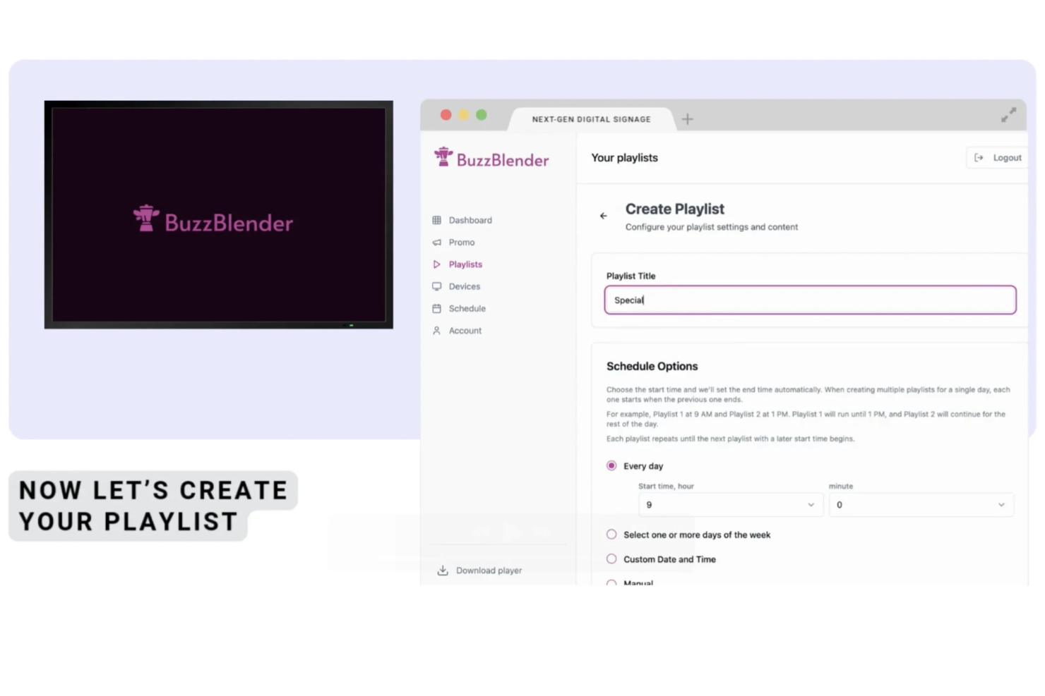 Buzzblender screenshot - 20 Beste Digital Signage Software im Jahr 2026 bewertet