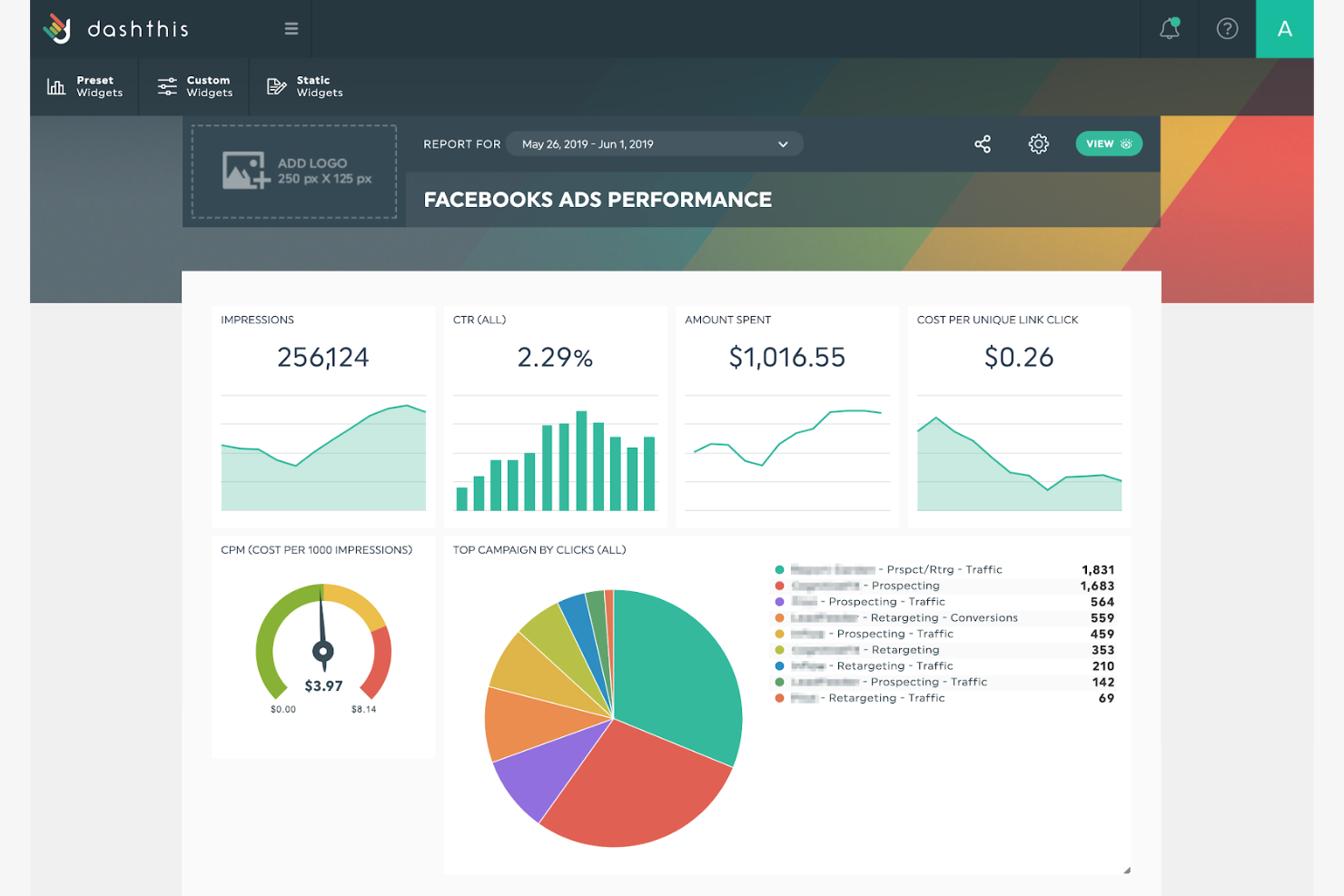 DashThis screenshot - 10 Beste Buzzsumo-Alternativen im Test 2026