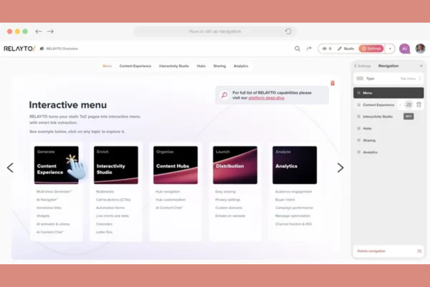 RELAYTO screenshot - 10 meilleurs outils d’IA pour le marketing de contenu examinés en 2026