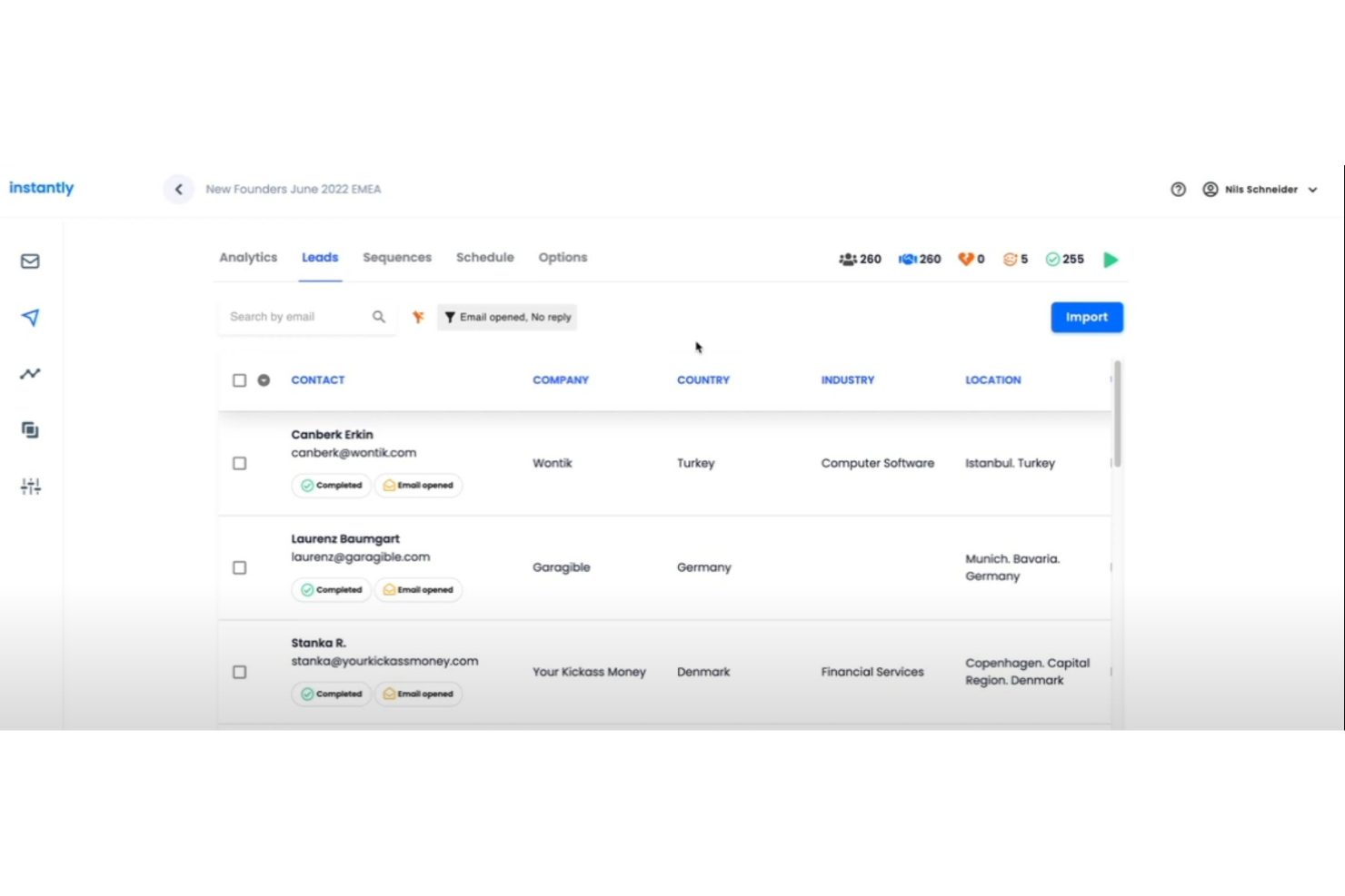 Instantly screenshot - 10 Preiswerte E-Mail-Marketing-Tools für Startups in 2026