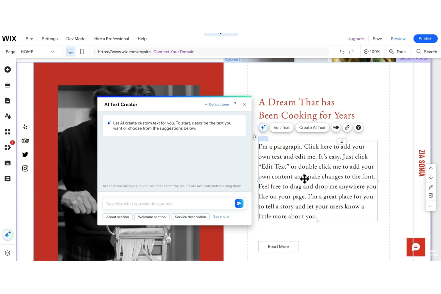 Wix screenshot - 10 Meilleures alternatives à WordPress passées en revue en 2026