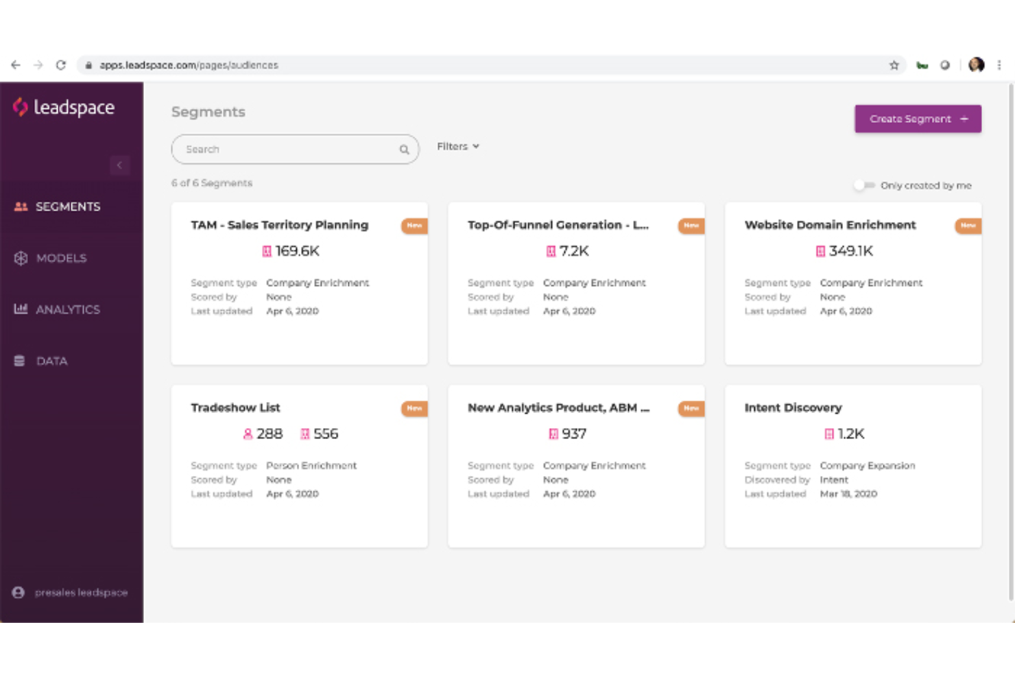 Leadspace screenshot - 10 meilleures alternatives à Demandbase passées en revue en 2026