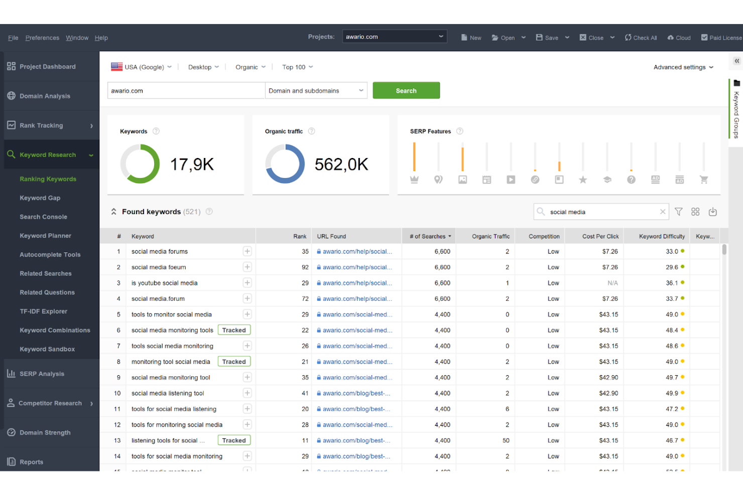 SEO PowerSuite screenshot - 10 Meilleures Alternatives à Ahrefs Passées en Revue en 2026