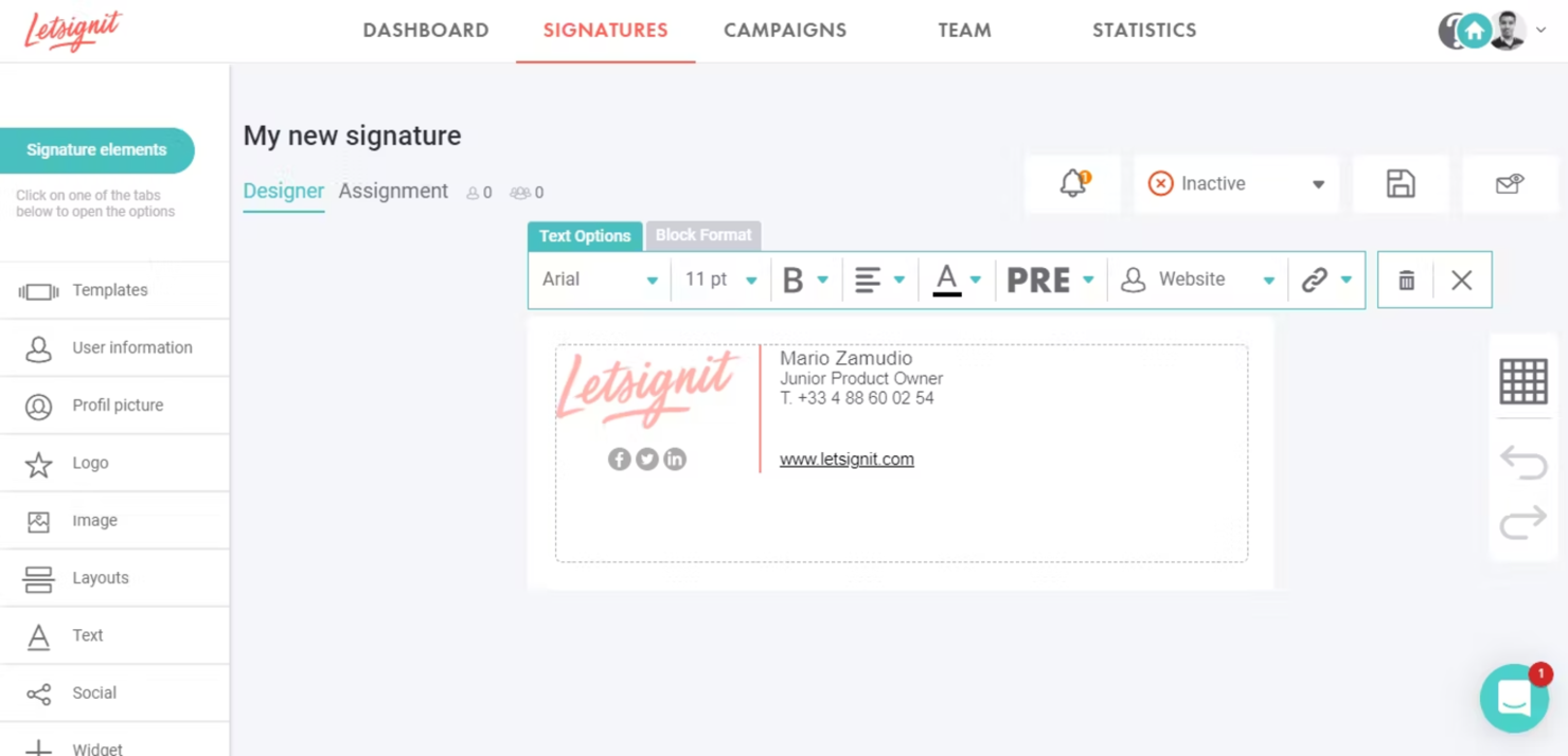 Letsignit screenshot - 10 Beste E-Mail-Signatur-Software Im Test 2026