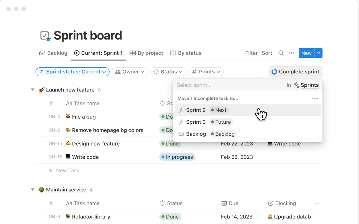Notion Projects screenshot - 19 Beste monday.com-Alternativen im Test 2026