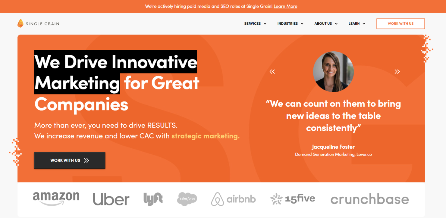 Single Grain screenshot - 22 Beste PPC-Marketing-Agenturen im Test 2026