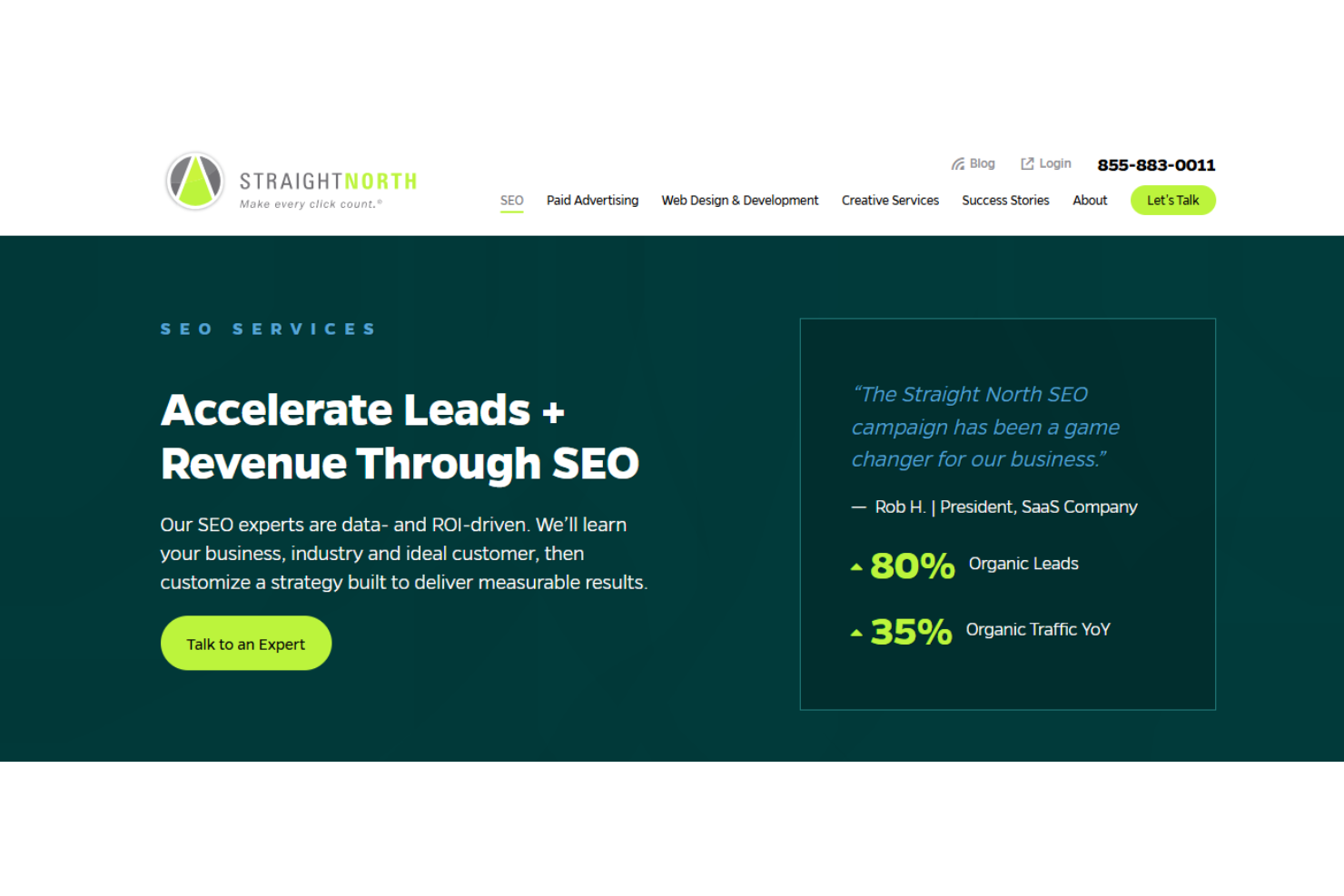 Straight North screenshot - 21 Beste SEO-Agenturen im Test 2026
