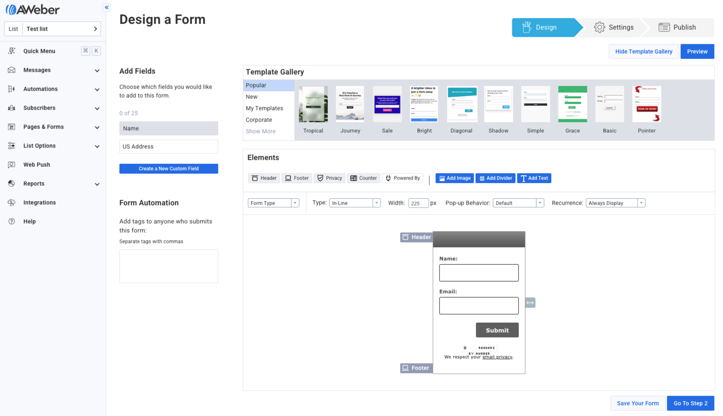 AWeber screenshot - 10 Beste E-Mail-Marketing-Tools für kleine Unternehmen im 2026