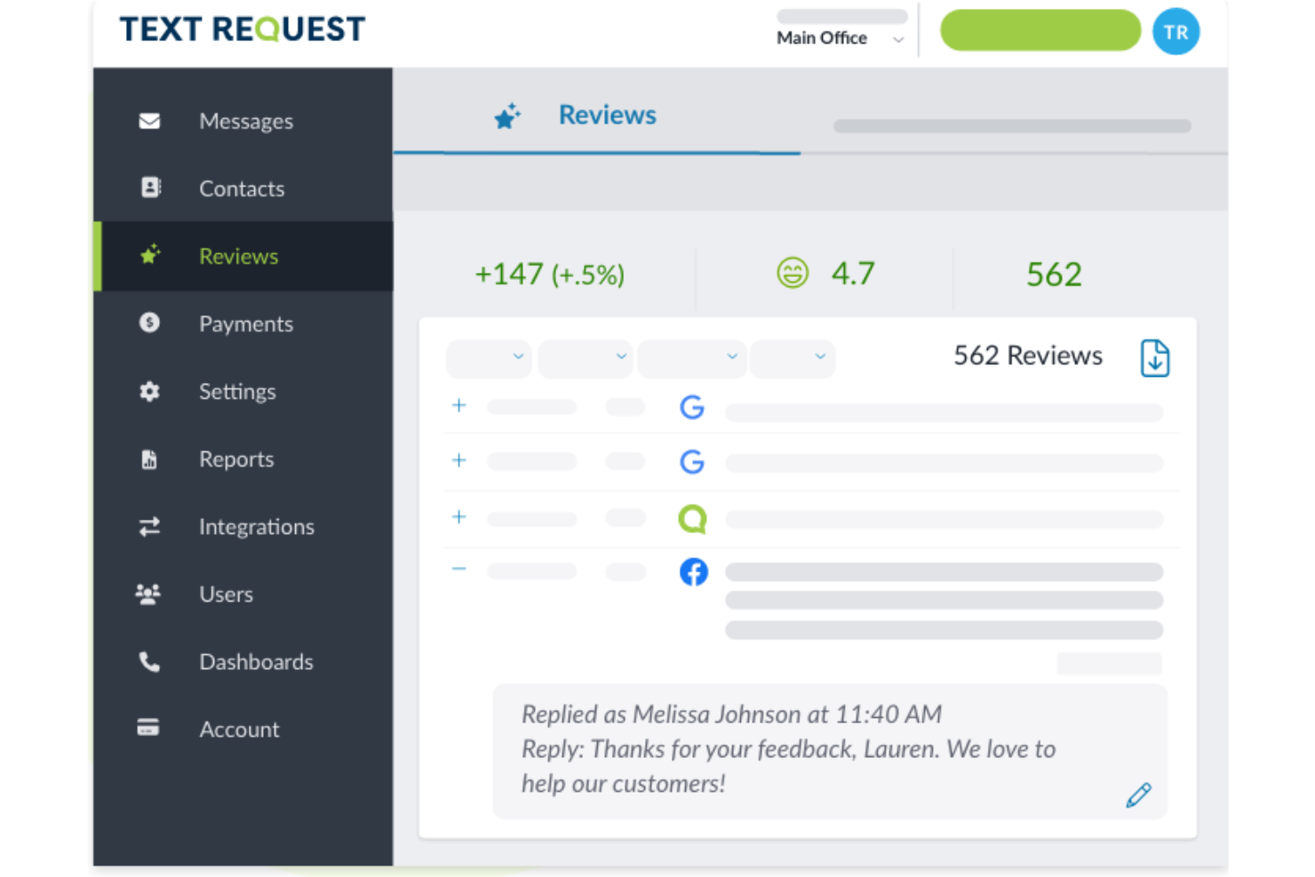 Text Request screenshot - 10 Meilleurs Logiciels de Gestion de Réputation Passés en Revue en 2026