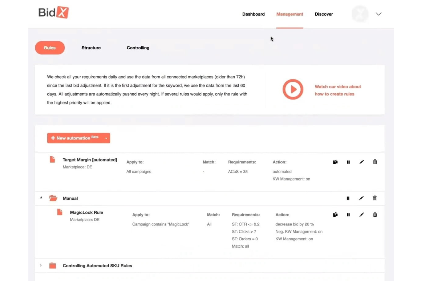 BidX screenshot - 20 Beste Amazon PPC Software im Jahr 2026 bewertet